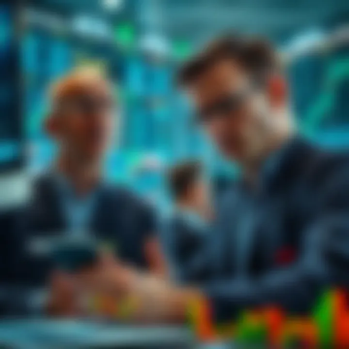 Traders looking at charts with expressions of doubt, indicating skepticism about a recent price pump, showcasing a bearish outlook in the market.