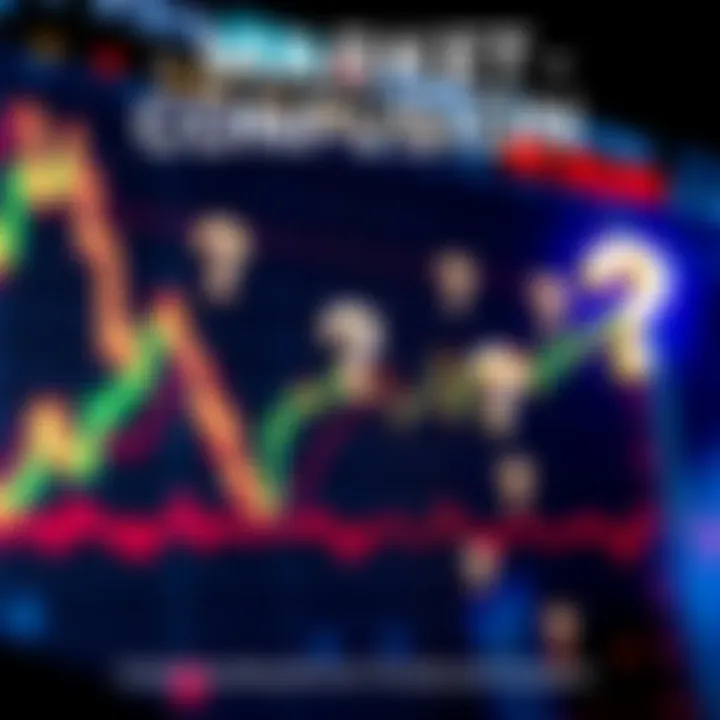 A graph showing fluctuating stock prices with question marks around it, symbolizing market uncertainty.