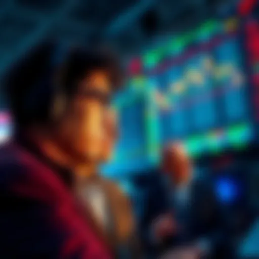 Investors looking at stock charts with worried expressions as they see fluctuations