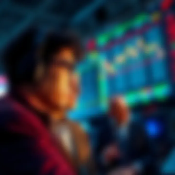 Investors looking at stock charts with worried expressions as they see fluctuations