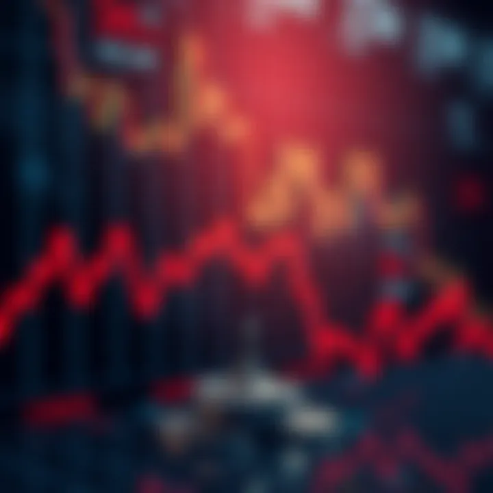 A visual representation of a financial graph showing a sharp drop, symbolizing the market downturn affecting Trump's family wealth.