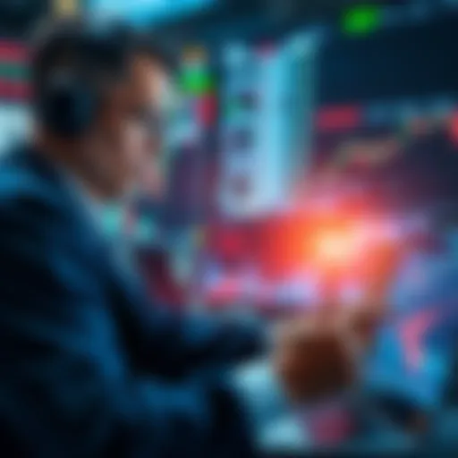 A trader analyzing market charts and graphs, highlighting the complexities of liquidity provision in trading.