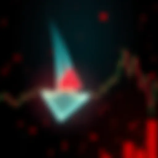 A downward arrow representing falling prices in the market with a warning sign, symbolizing urgency for investors to sell before further declines.