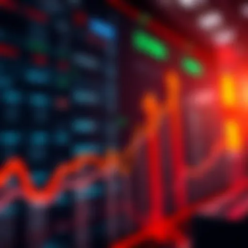 Graph showing upward trend in prices with arrows indicating demand and supply changes