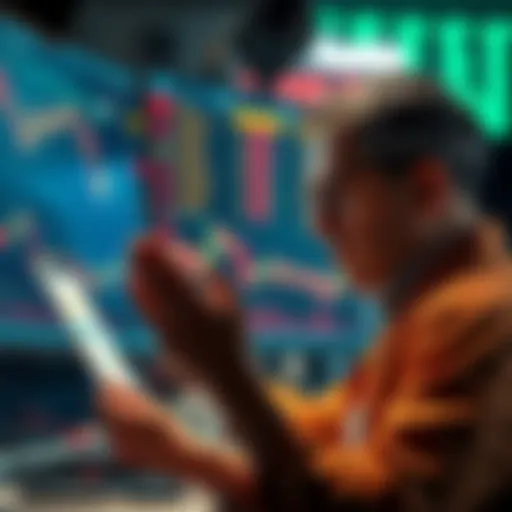 A concerned trader studies market graphs, contemplating selling assets before a bear trap.