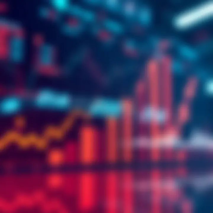 A chart showing stock market growth with upward trends and institutional investors' symbols.