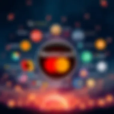 Mastercard logo surrounded by logos of crypto firms like Solana, Binance, and others