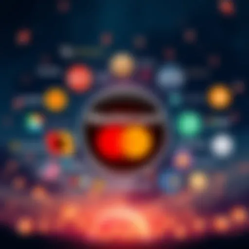 Mastercard logo surrounded by logos of crypto firms like Solana, Binance, and others