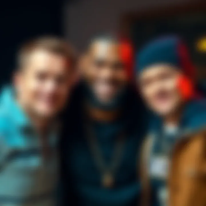 Matt Damon, LeBron James, and Eminem smiling together, showing support for a new project