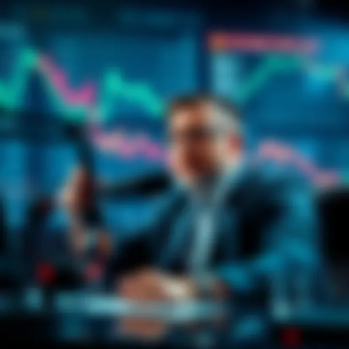 Max Kaiser Influencing Trends Max Kaiser speaking on a podcast about market trends while charts show declining figures in the background