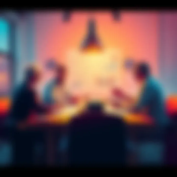 A group of mayors brainstorming ideas for generating income, with charts and notes on a table