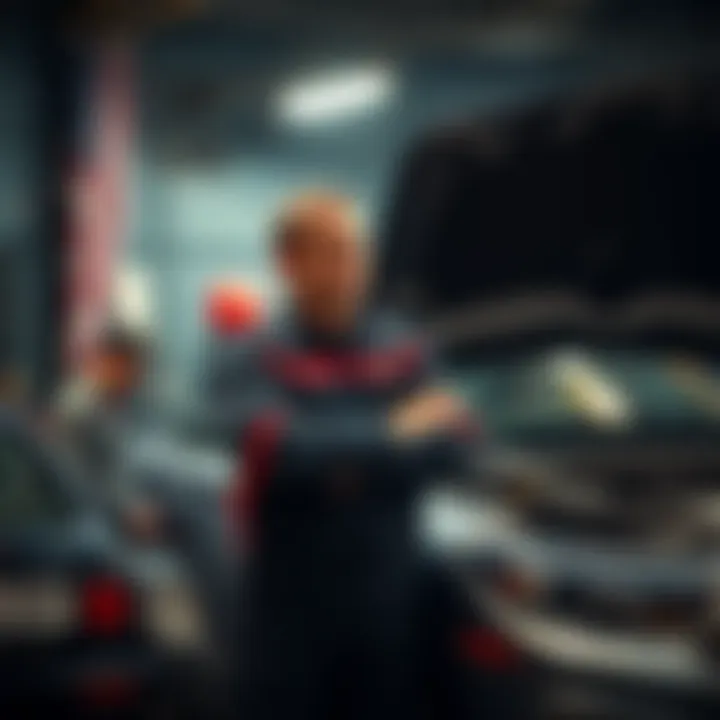 Mechanic Working on Car A mechanic stands next to a car, expressing frustration about Bitcoin Core nodes.
