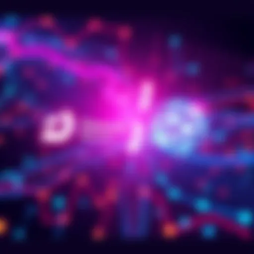 Illustration showing Osmosis and Cosmos Hub logos merging with arrows and digital elements, representing network integration.