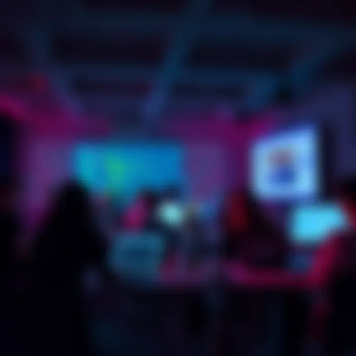 A group of people engaged in a coding workshop focused on Mesh Live-coding and the Mesh TxParser, with laptops open and a presentation on screen.