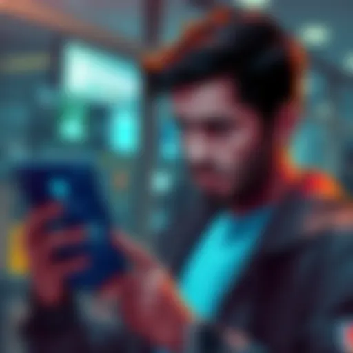 A frustrated person looking at their smartphone, with a MetaMask Card in hand, showing a message about fund hold.