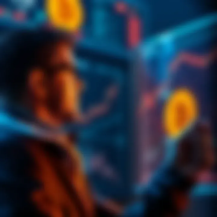 Michael Saylor looking at Bitcoin charts and graphs, contemplating further investments in cryptocurrency