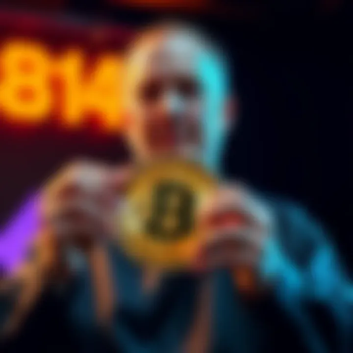 Michael Saylor holds a Bitcoin symbol, representing his $370 million investment