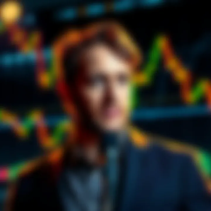 Michael Saylor selling Bitcoin with a graph showing a decline in value in the background