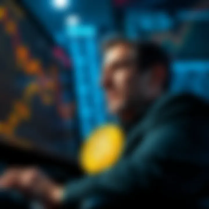 Michael Saylor looking at Bitcoin charts, contemplating his investment strategy