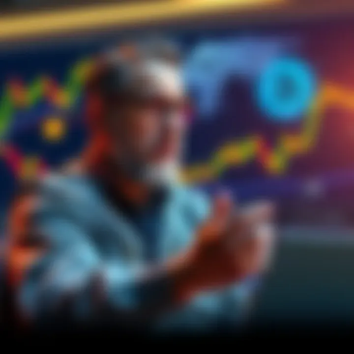Michael Saylor discussing new strategy for purchasing Bitcoin with $MSTR, surrounded by charts and Bitcoin graphics