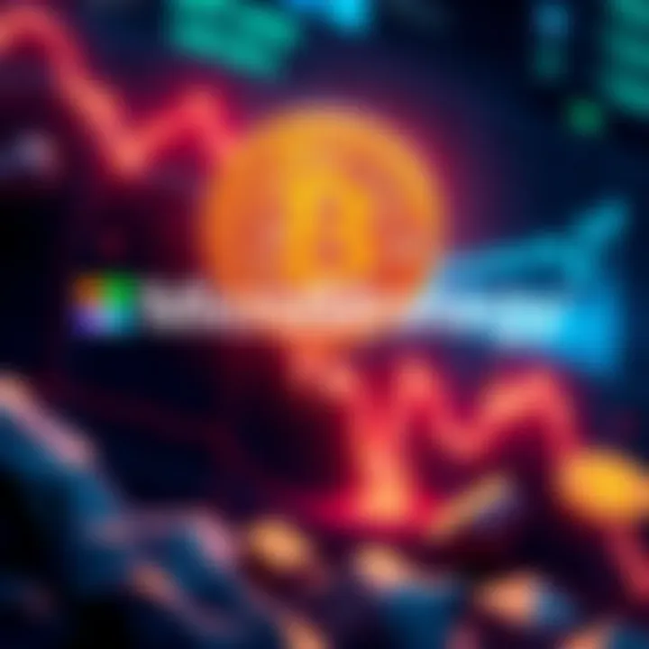 Illustration showing a downward trend in Bitcoin price with MicroStrategy logo, highlighting potential losses for the company.