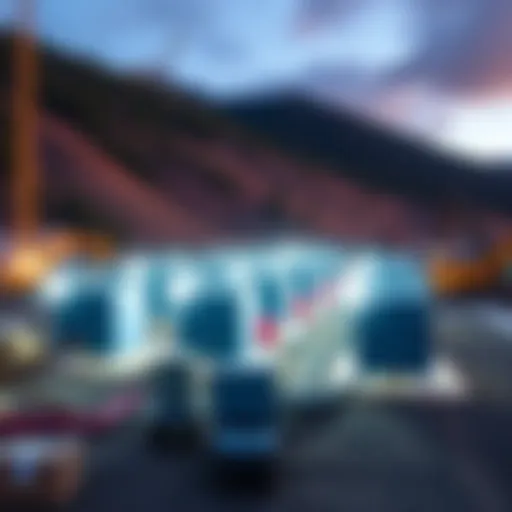 Construction site of a mining farm in Montana with mining units and power equipment