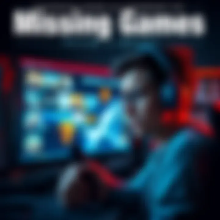 A gamer looking frustrated at a screen showing missing games from their library