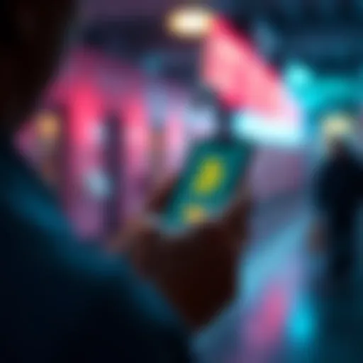A person using a digital wallet on a smartphone to receive Bitcoin instantly through a simple interface, symbolizing privacy and ease of access.