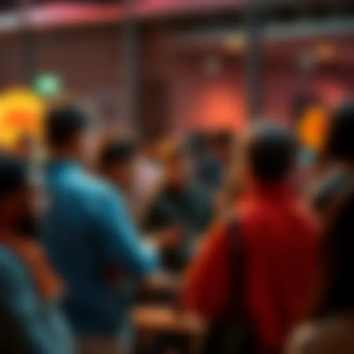 A group of people discussing Monero cryptocurrency at a casual meetup, focusing on technology and privacy.