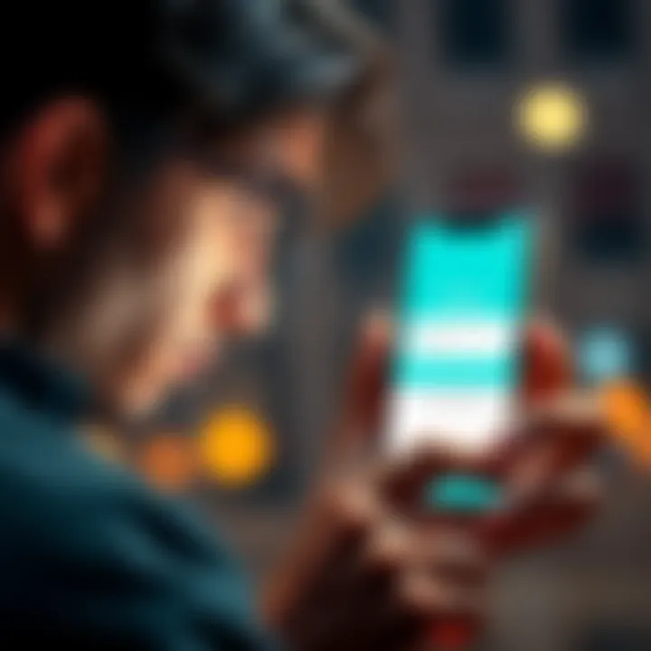 A frustrated person looking at a phone showing a failed money transfer to Revolut Bank.