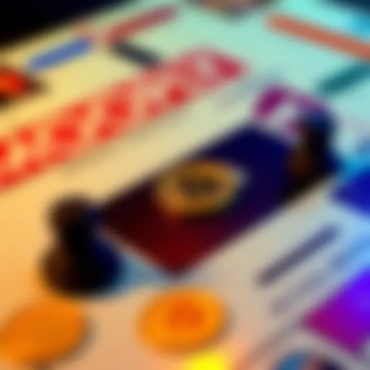 A Monopoly game board featuring Bitcoin symbols on property spaces, illustrating the blend of traditional gameplay with cryptocurrency influences.