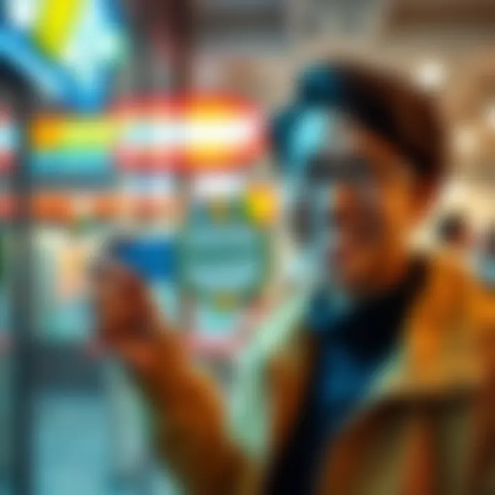 A person smiling while holding a month badge after completing surveys and visiting Subway, symbolizing personal achievement.