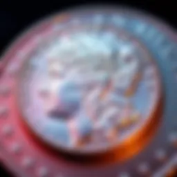 Close-up view of a Morgan silver dollar coin showing its details and shine