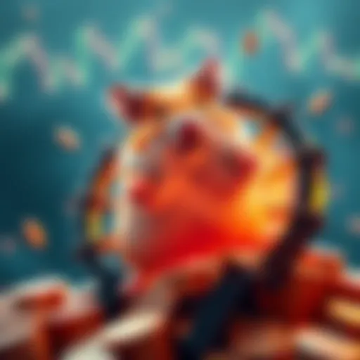 A hamster named Mr. Goxx running on a wheel surrounded by crypto coins