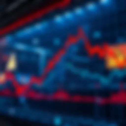 A stock chart indicating a sharp decline in MSTR's value, with a red downward trend line and warning signs in the background.