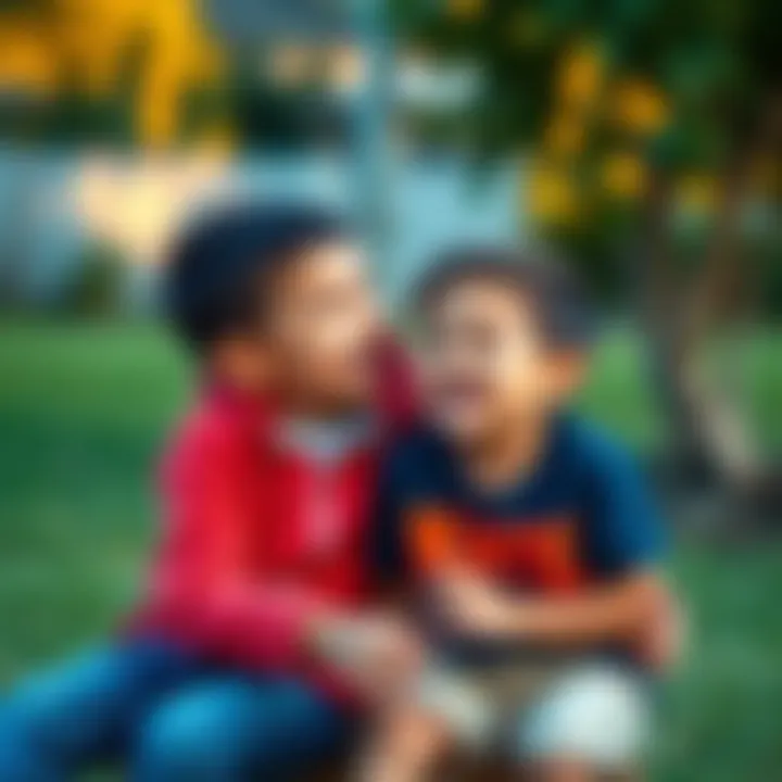 Nate and his little brother laughing while playing outside, showcasing their strong bond and joyful moments together.