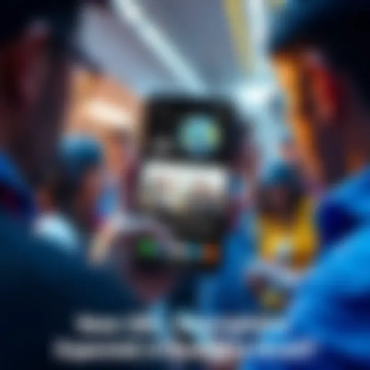 A close-up of a sleek smartphone with a vibrant screen displaying video content, surrounded by tech enthusiasts discussing its features.