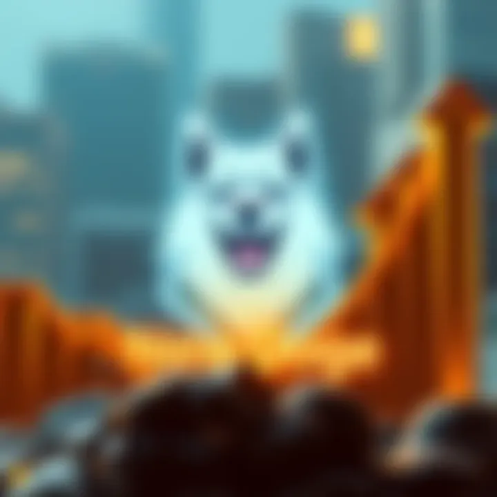 A graphic showing the New Doge cryptocurrency logo with rising trend arrows, representing its growing popularity in 2026.