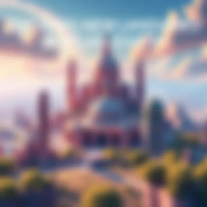 A vibrant illustration of new landmarks in a virtual world, showcasing unique structures and landscapes in ATLAS:EARTH.