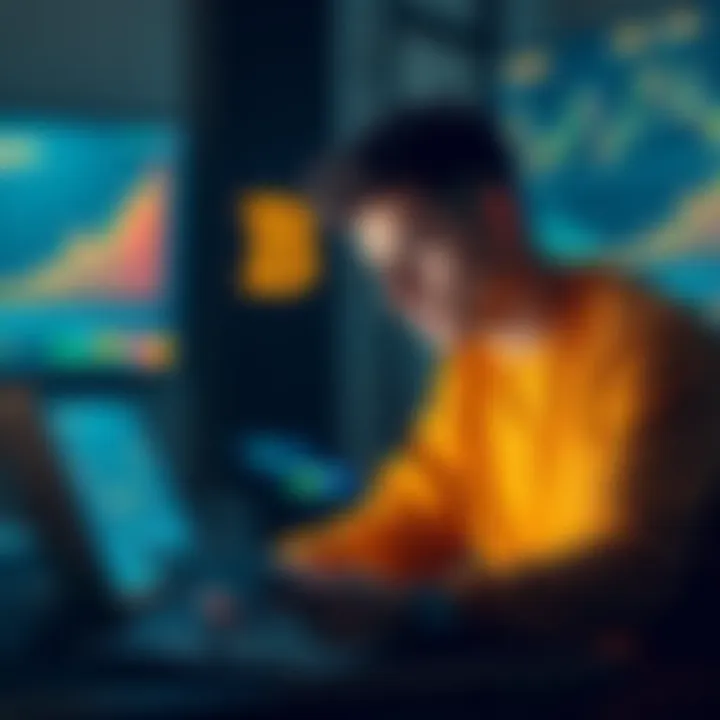 A person looking at charts and graphs on a laptop, analyzing cryptocurrency trends on the Binance platform