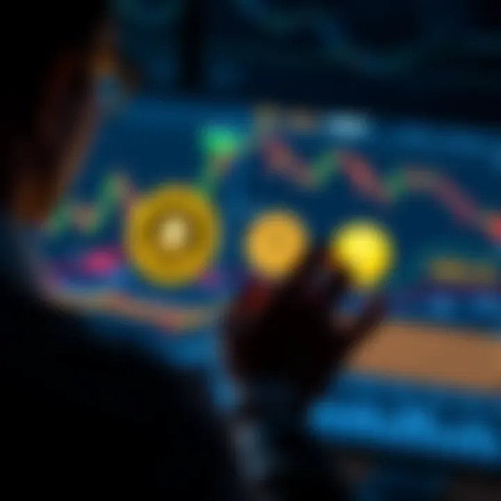 A person analyzing cryptocurrency charts with PAX Gold and Tether Gold icons on a screen, highlighting security concerns and interest rates.