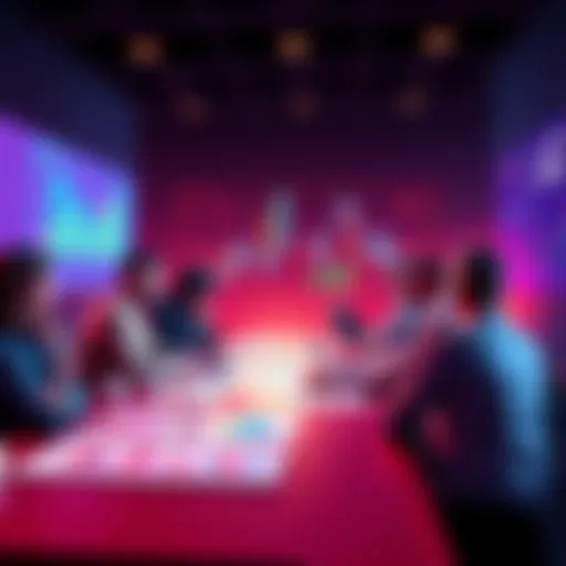 People discussing the Nexo token vote and interest rates at a table with charts and graphs