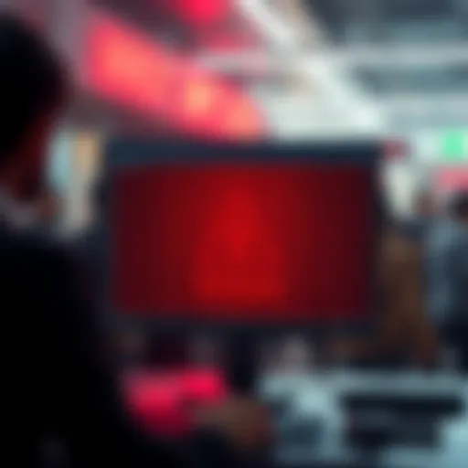 A computer screen showing an error message during an NFT drop, with frustrated people in the background