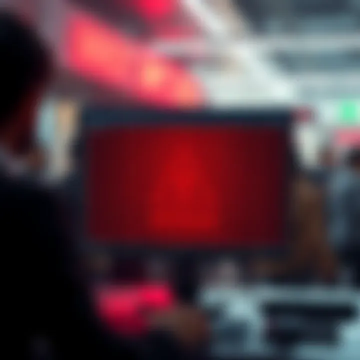 A computer screen showing an error message during an NFT drop, with frustrated people in the background