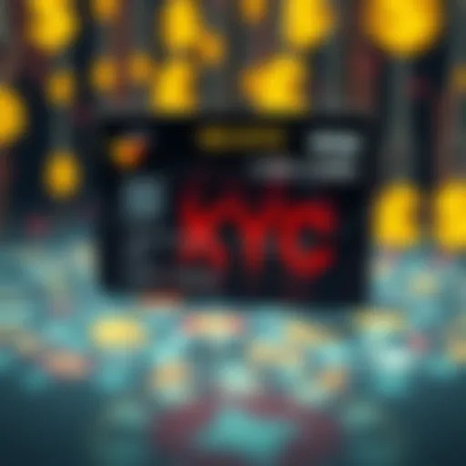A close-up of a no KYC crypto card with digital currency symbols in the background, representing convenience and privacy concerns.