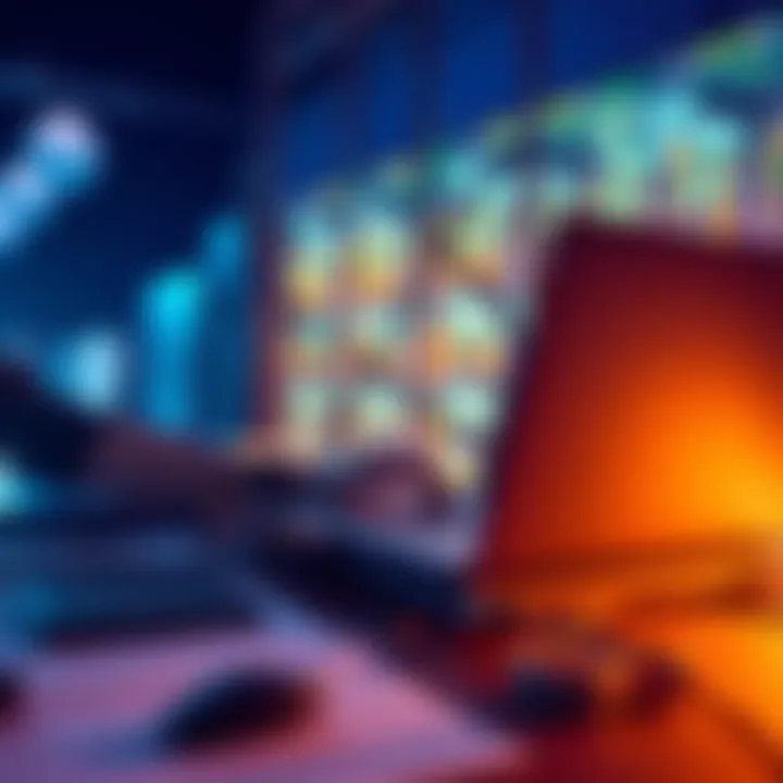 A person setting up a network node with a laptop and cables on a desk