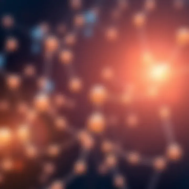 Nodes in Cryptocurrency Networks Illustration showing several nodes connected in a network with a focus on security and consensus enforcement in cryptocurrency, highlighting their importance in managing transactions.