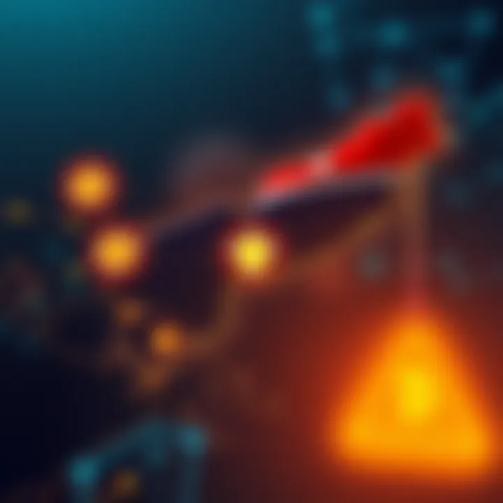 North Korean Cyber Threat A visual representation of North Korea's involvement in cryptocurrency, showing a map of North Korea with digital currency symbols and a warning sign, symbolizing cyber threats to global finance