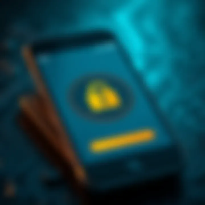 An old smartphone displaying a security app interface with a digital lock symbol, illustrating its use as a signing device for cryptocurrency transactions.