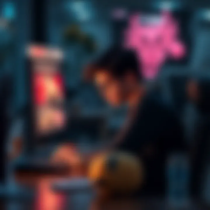 A person sitting at a computer looking frustrated while reading negative comments on their post about youth behavior.